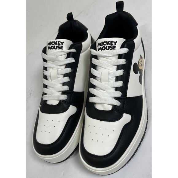 Disney Mickey Mouse Low Top women’s Sneakers Black and white Disney‎ sz 9 NWOB - Picture 1 of 9